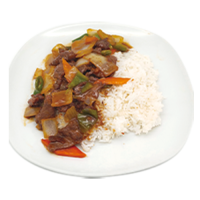 Arroz blanco con ternera